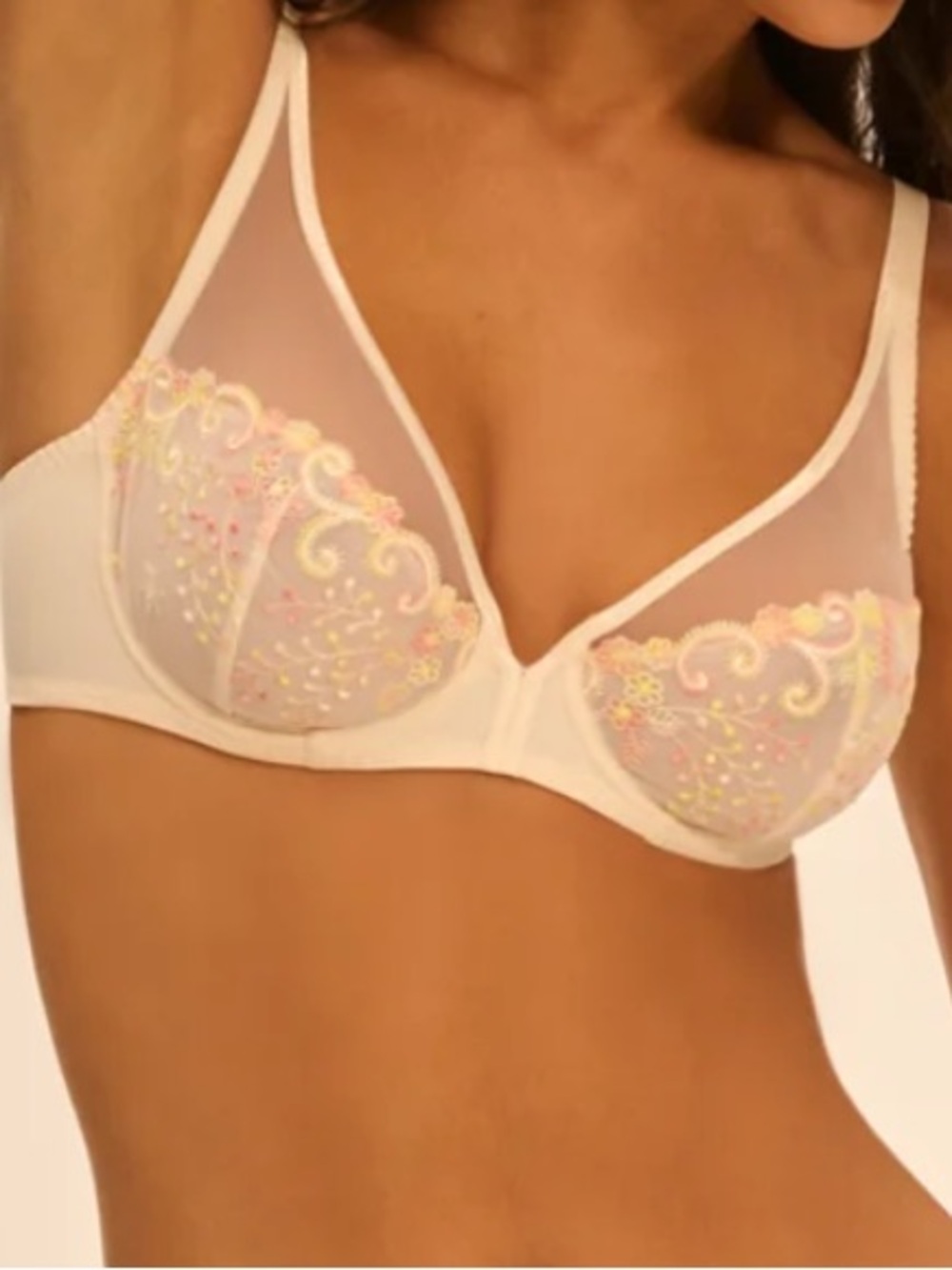 Simone Perele Delice Sheer Underwire Plunge Bra in Pampa